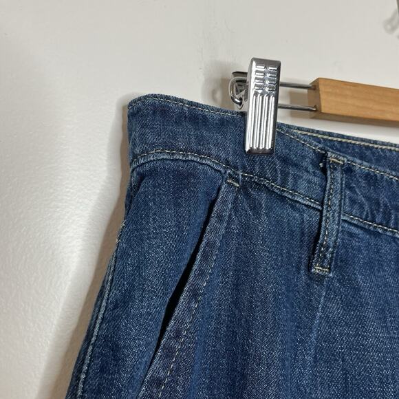 Gap High Rise Wide Leg Jeans Womens 16/33 Dark Wash Pleated Loose Skater Baggy - Picture 3 of 7